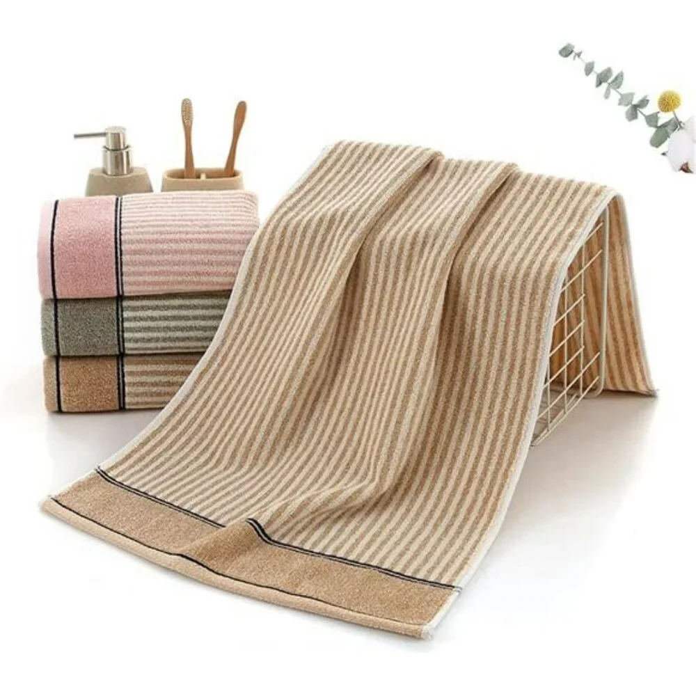 Cotton hand towels set of 2 soft absorbent striped bathroom kitchen spa decor